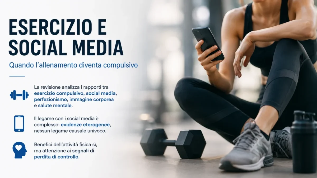 Una revisione scientifica esplora i legami tra esercizio compulsivo, social media, perfezionismo, immagine corporea e salute mentale.