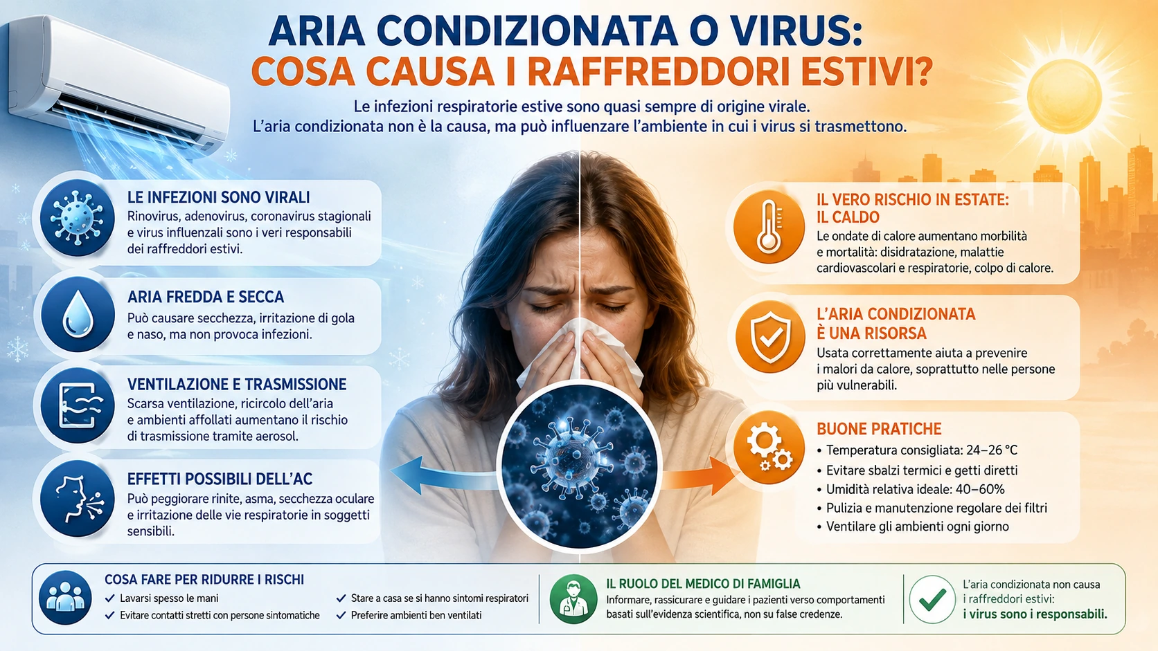 Differenza tra raffreddore virale e sintomi causati dall’aria condizionata