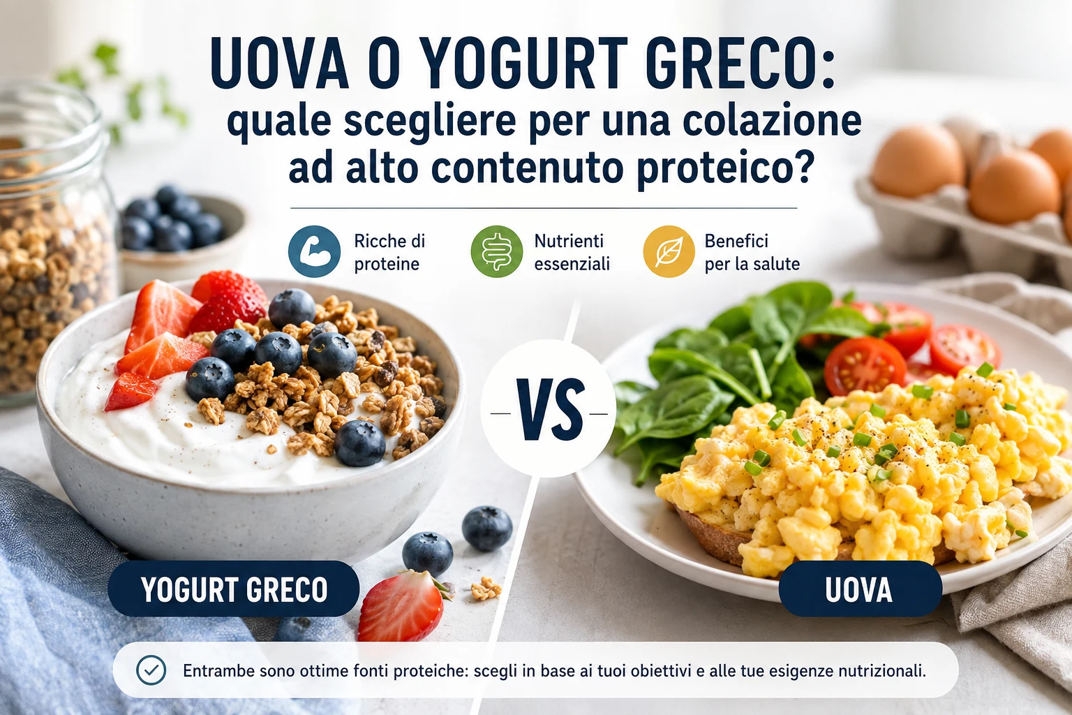 uova o yogurt greco, colazione proteica, yogurt greco proteine, uova proteine, proteine a colazione, colina, yogurt e salute, uova e colesterolo