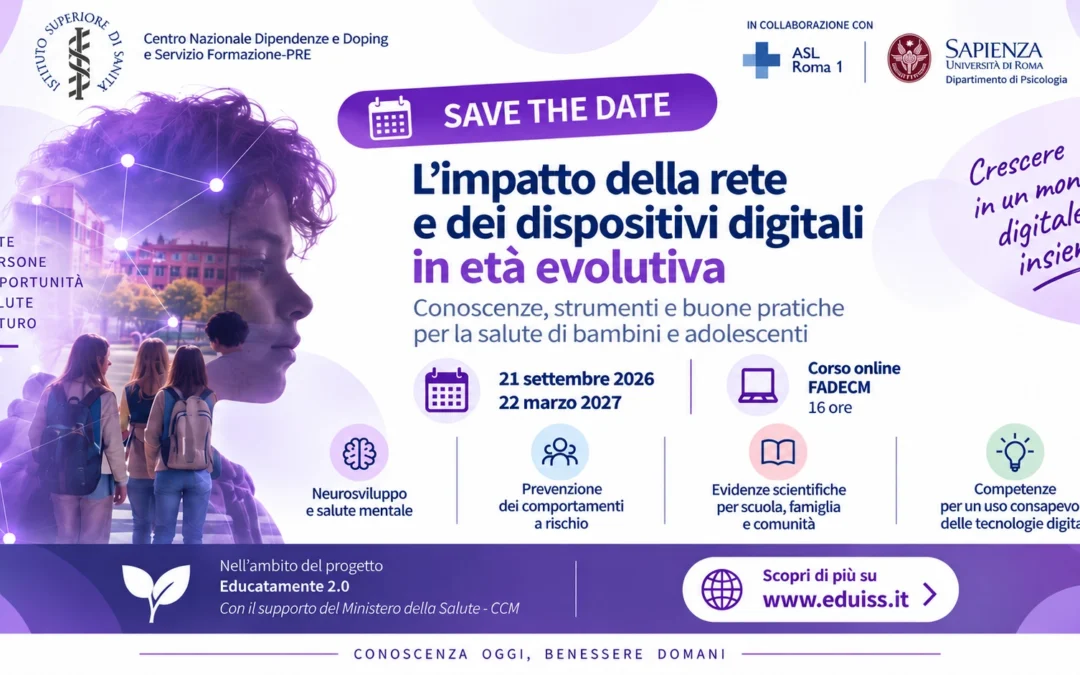Corso FAD ISS sull’impatto della rete e dei dispositivi digitali in età evolutiva. Scientifica composta da Paolo Berretta, Chiara Fraioli e Claudia Mortali, del Centro Nazionale Dipendenze e Doping dell’ISS. Paolo Berretta docente dell'unità di apprendimento 2.