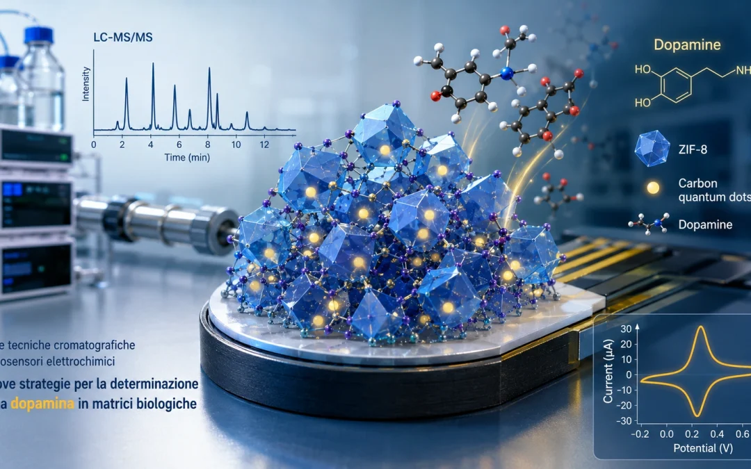 Biosensore elettrochimico CDs@ZIF-8 per la rilevazione della dopamina confrontato con la cromatografia liquida.