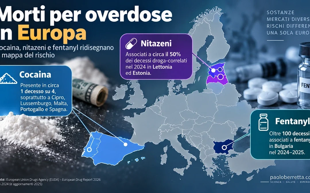 Overdose in Europa: cocaina, nitazeni e fentanyl
