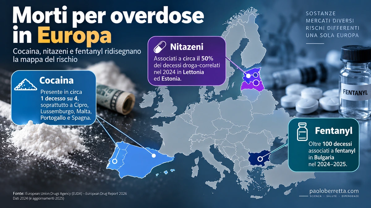 Overdose in Europa: cocaina, nitazeni e fentanyl