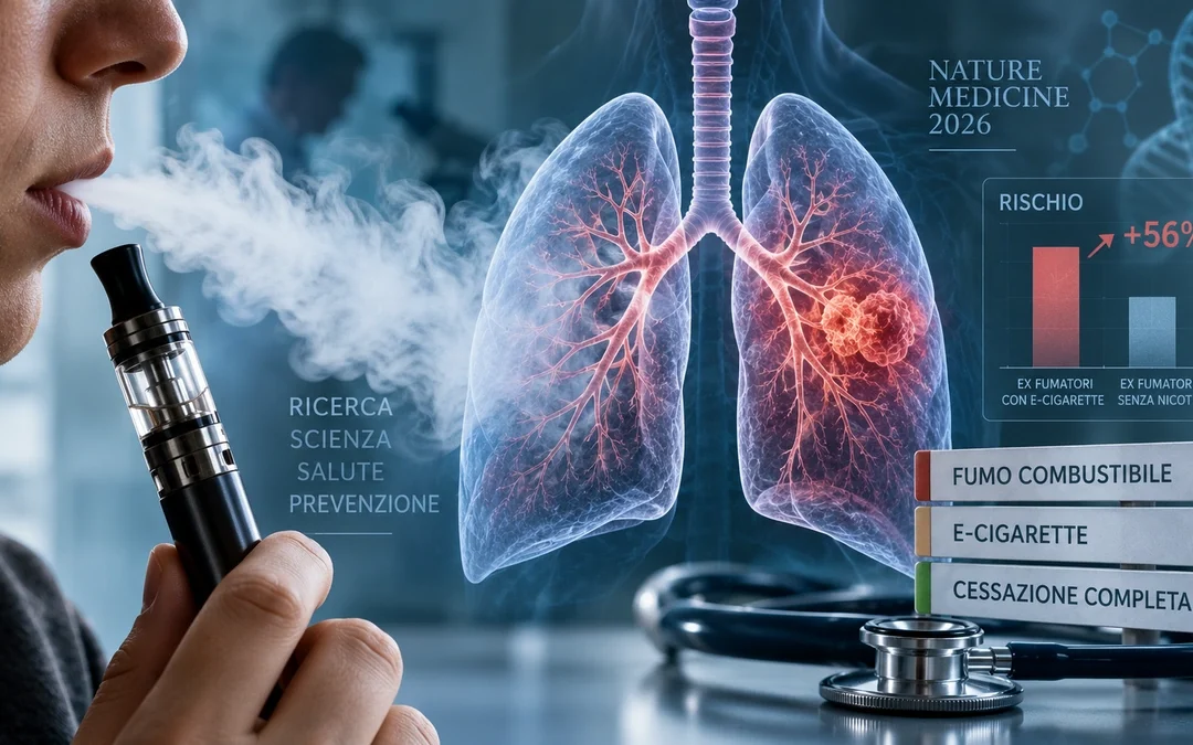 sigarette elettroniche e polmoni in una rappresentazione scientifica del possibile rischio oncologico dopo la cessazione del fumo