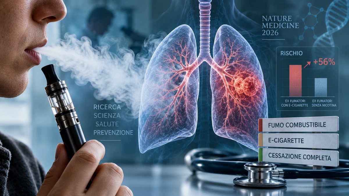 sigarette elettroniche e polmoni in una rappresentazione scientifica del possibile rischio oncologico dopo la cessazione del fumo