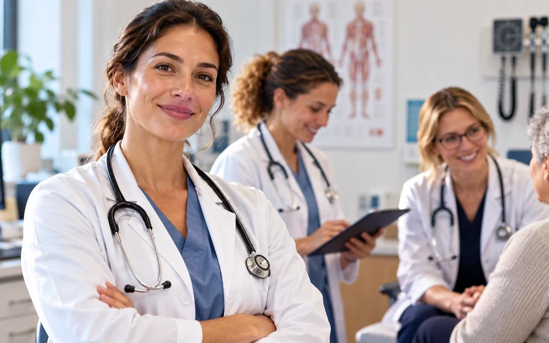 Mediche statunitensi in un contesto clinico di primary care, simbolo della crescente presenza femminile tra i Doctors of Osteopathic Medicine