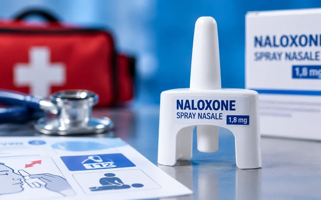 Spray nasale di naloxone per il trattamento di emergenza dell'overdose da oppioidi.