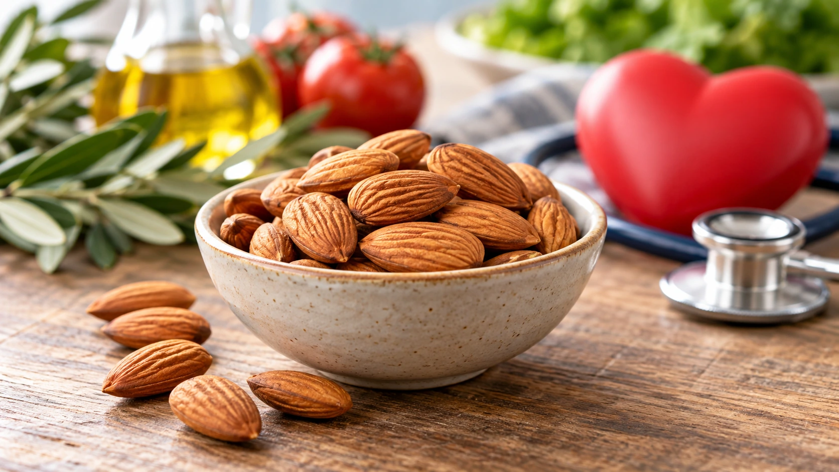 Porzione di mandorle al naturale per una dieta equilibrata e la salute cardiovascolare